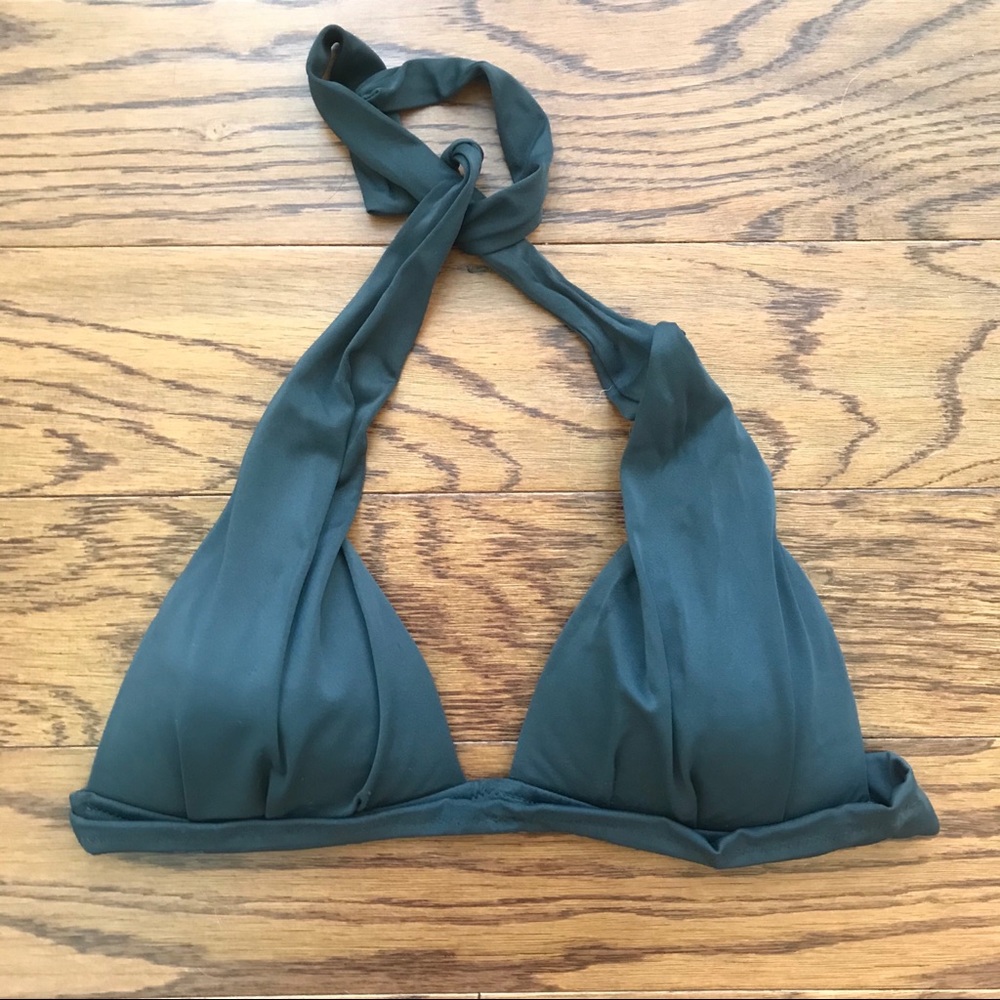 J Crew tie-back halter bikini top grey M